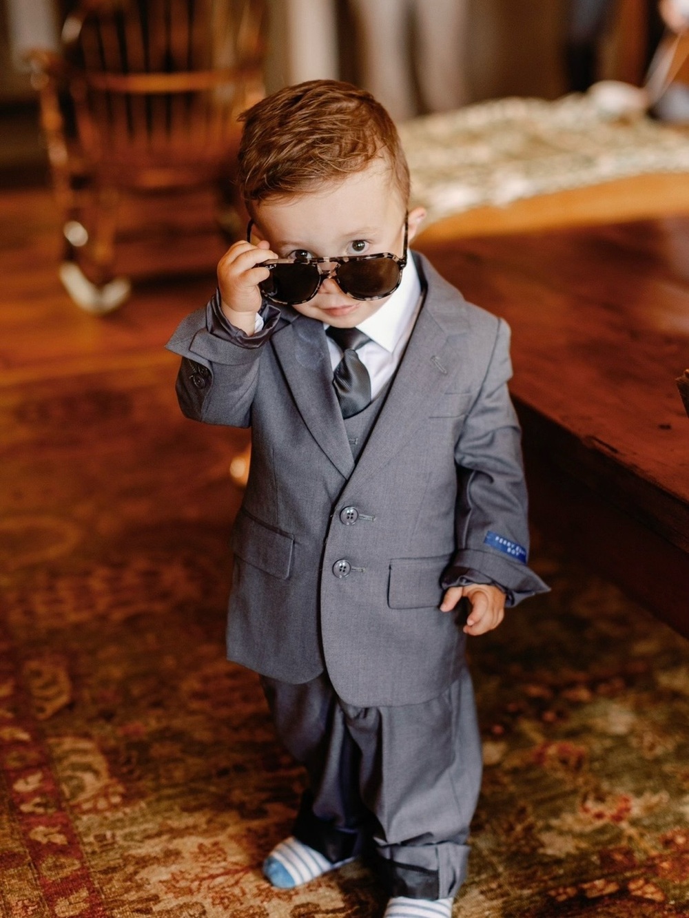 Perry Ellis Boy Gray Suit plus shirt. 2T-3T